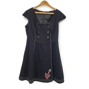 Living Dead Souls Black Sailor Dress Womens XXL Nautical Anchor Tattoo